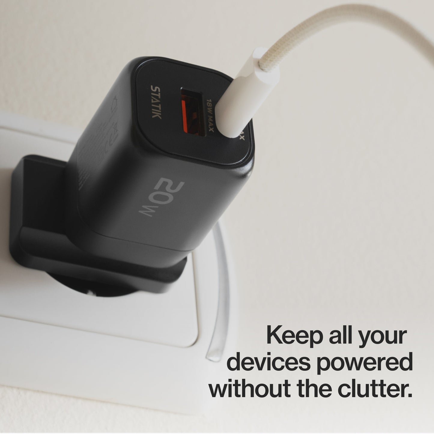 20W GaN Power Adapter | 2 Port Wall Charger | Universal & Compact