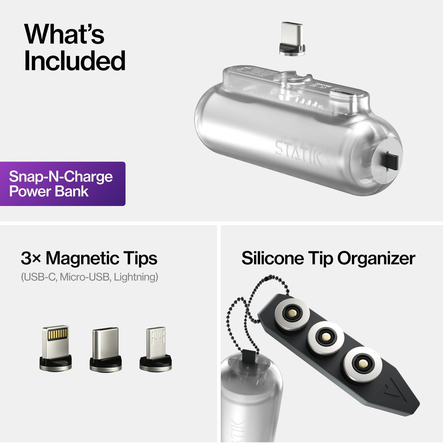 Snap-N-Charge® | Universal Magnetic Power Bank