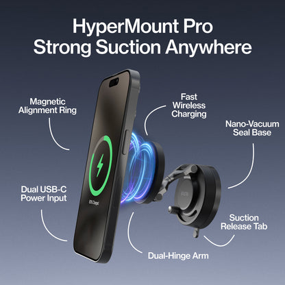 HyperMount Pro | 15W Wireless Charging Nano-Vacuum Mount