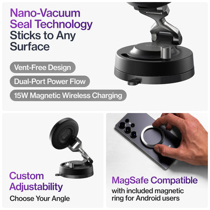 HyperMount Pro | 15W Wireless Charging Nano-Vacuum Mount